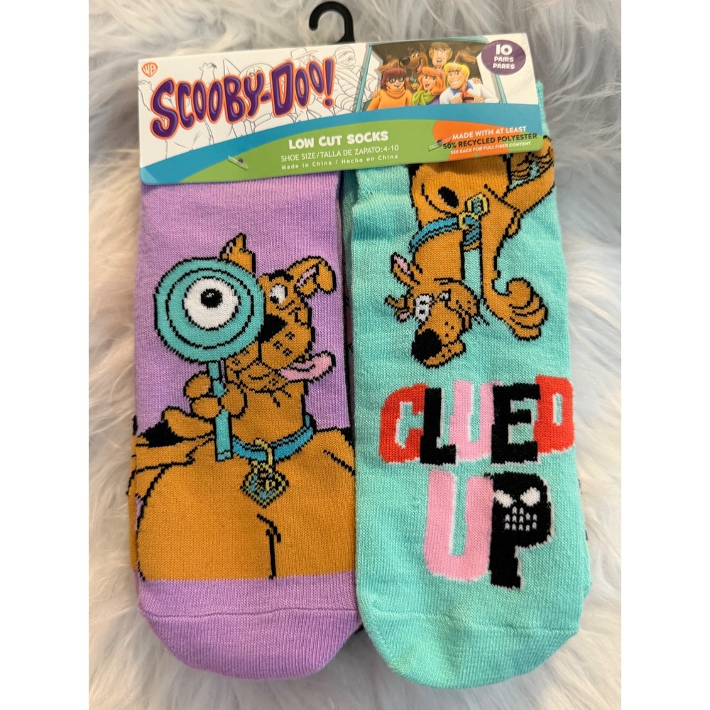 Scooby-Doo Womens Low Cut Socks 10 Pair Pack Multi Color Character Size 4-10 NEW